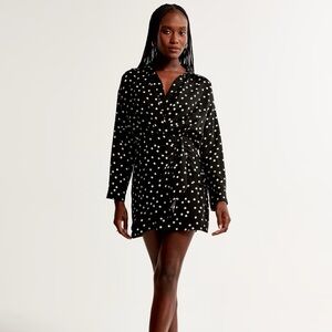 Abercrombie & Fitch Long Sleeve Polka Dot Wrap Dress